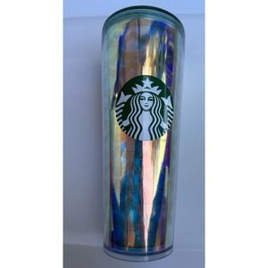 Starbucks 2019 Green Gold Iridescent Mermaid Scales Cold Cup Tumbler Mug 24 oz
